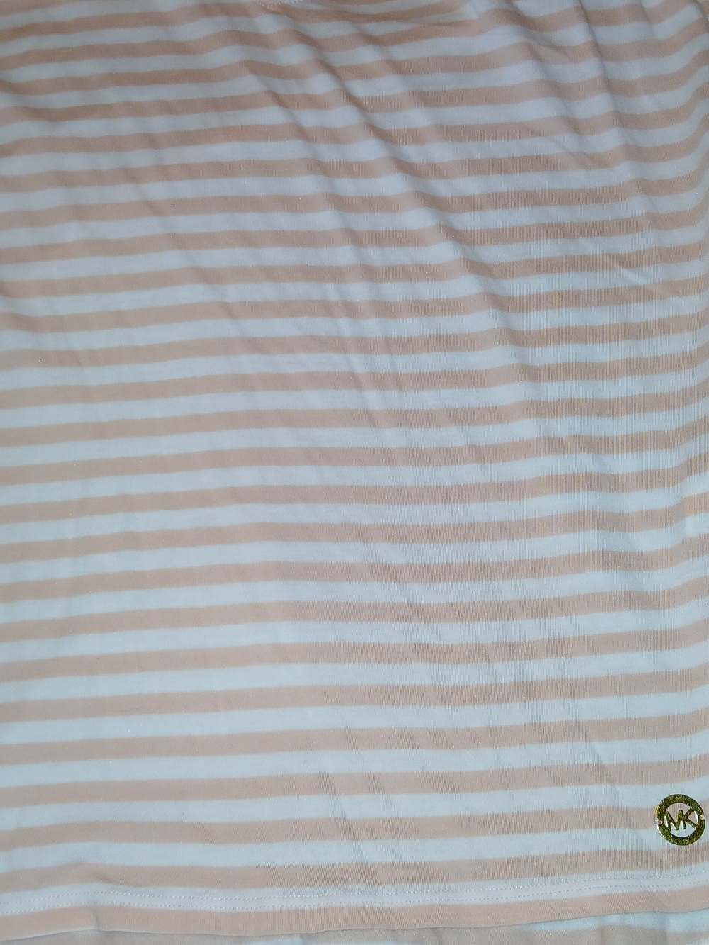 Michael Kors Cream and White Striped Cotton Sheet